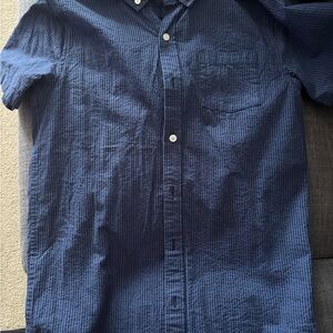 Janie and Jack Deep Navy searsucker Short-Sleeve Button-Down Shirt
